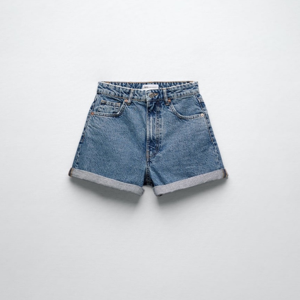 Zara High Waisted Mom Denim Shorts